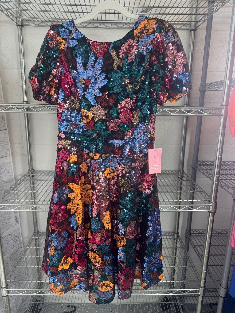 Sequined Floral Party Dress for women- Multicolor